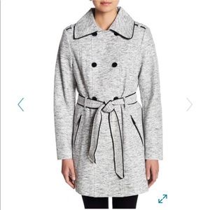 Guess Double Breasted Coat Black/White Heather XS